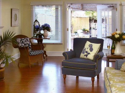 Pear Tree Suite living room and fireplace