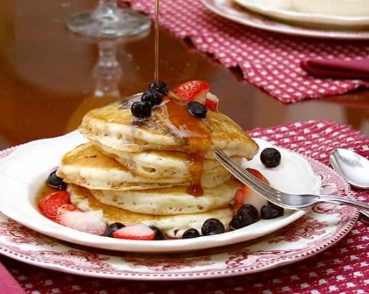 Gourmet Breakfast at The Brafferton Inn with fruit covered pancakes